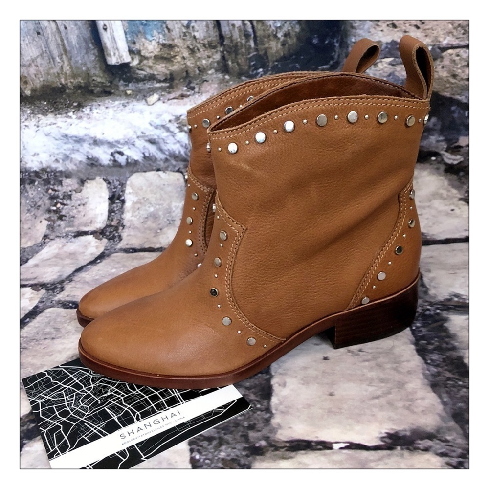 NEW Dolce Vita Brown Tobin Leather Studded Booties
